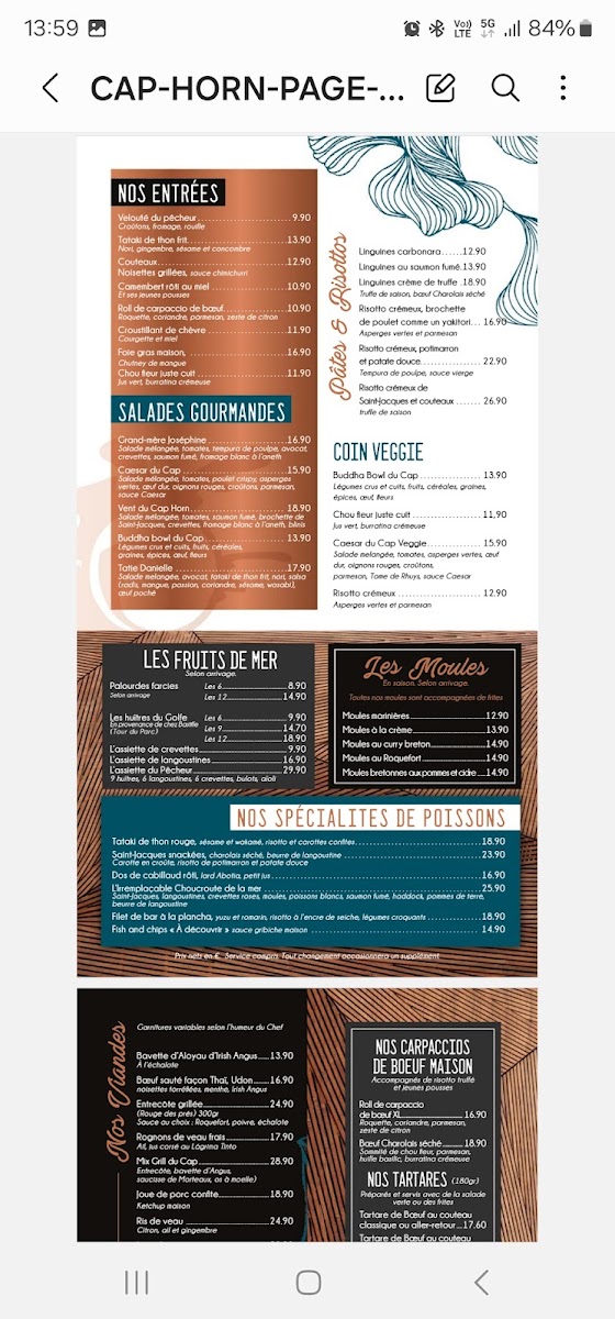 Menu Le Cap Horn-9